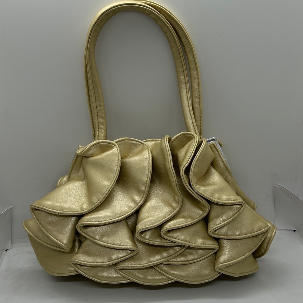 Elegant SONDRA ROBERTS Gold Ruffle Handbag